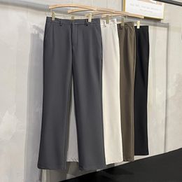 Men's Pants Men's Pants Summer Korean Style Man's Suit Thin Silm Straight Drape Business Casual Office Trousers Male Khaki Grey Black