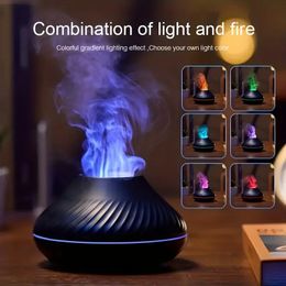 2023NEW Kinscoter Volcanic Aroma Diffuser Essential Oil Lamp 130ml USB Portable Air Humidifier With Colour Flame Night Light USB Free Philtre Essential Oil Diffuser