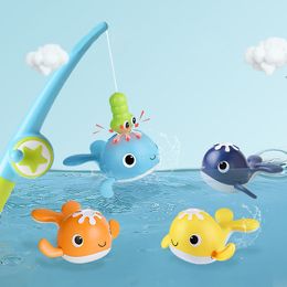 Bath Toys Baby Bath Toys Magnetic Fishing Games Clockwork Toy Pool Fun Bathtub Toys For Toddlers Kids Clockwork Whales Water Tub Toy Gifts 230923