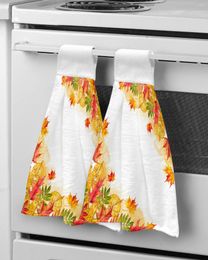Towel Fall Orange Watercolour Retro Hand Bathroom Supplies Absorbent Dishcloths Hanging Cloth Kitchen Accessories