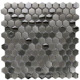 Wallpapers Black Hexagonal Stainless Steel Metal Mosaic Tile For Kitchen Backsplash