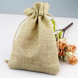 100pcs lot 7 9cm Natural Jute Bags Small Drawstring Gift Bag Incense Storage Linen Bags Favour Charms Jewellery Packaging Bags201Z