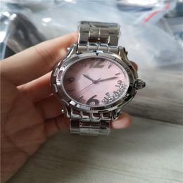 New fashion lady watch quartz Movement Dress watches for women stainless steel band pink face wristwatch cp01218c