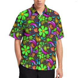 Men's Casual Shirts Green Floral Retro Tribes Beach Shirt Hawaiian Fashion Blouses Men Print Plus Size