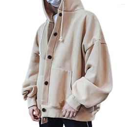 Men's Hoodies Autumn Men Jacket Oversize Couple Solid Colour Thin Loose Hooded Coat Mens Single-breasted For Male