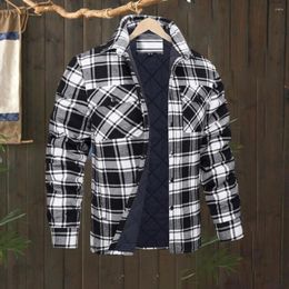 Men's Jackets Trendy Men Coat Plaid Print Keep Warm Streetwear Plus Size Shirt