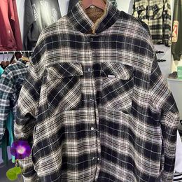 Mens Jackets Men Women Couples REP Flannel Plaid Stripes Vintage Lapel Lamb Fleece Coats One Day Shipped Out 230923