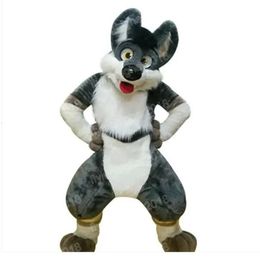 Halloween Grey Husky Dog Mascot Costume Adult Size Cartoon Anime theme character Carnival Unisex Dress Christmas Fancy Performance Party Dress