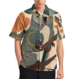 Men's Casual Shirts Koala Modern Art Style Vibrant Illustration Vacation Shirt Hawaiian Vintage Blouses Male Printed Big Size 3XL 4XL