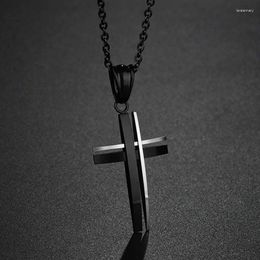 Pendant Necklaces Black Cross 2023 Fashion Jewellery Charm Chain Women's/Men's Stainless Steel For Boys And Girls Lover