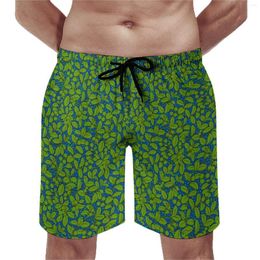 Men's Shorts Green Plant Board Leaf Print Casual Beach Male Custom Sportswear Comfortable Trunks Birthday Gift