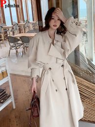 Women's Jacket's Wool Blends Elegant Double Breasted Long Trench Coats Fashion Office Woman Jackets High Qulity Work Wear Lady Spring Fall Chaquetas Ne 230923