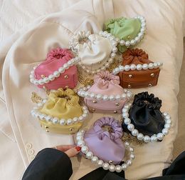 Girls princess pearl handbag fashion cute baby crossbody totes mini kids message bag