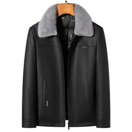 Mens Down Parkas YN2286 Winter Highquality Removable Ferret Collar Sheepskin Jacket White Duck Leather Men Thick 230923