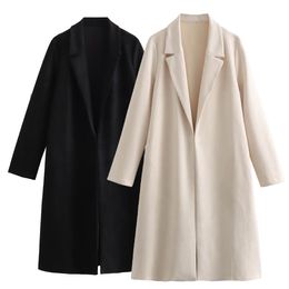Women' Blends ICCLEK Traf 2023 Suede Windbreaker Jacket Trench Coat for Women Coats Woman Winter Sale 230923
