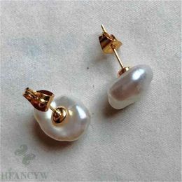 Fashion white Colour Baroque Pearl 18K Gold Earrings Cultivation Jewellery Aurora Bead Personality Mesmerising Diy 210616219c