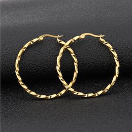 Gold Silver Black Rose gold Colour Big Hoop Earrings Stainless Steel Jewellery High Engagement Earrings For Women Christmas 290U