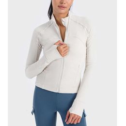Vertical Lu Lu Rib 2.0 High Elastic Yoga Coat Cropped Jacket Tight Sports Running Zipper Short Gym Clothes Sweater
