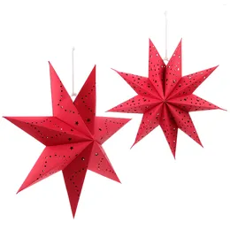 Candle Holders 2Pcs Christmas Nine-pointed Star Origami Lanterns Household Decorations