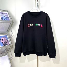 European Goods 2023 Autumn/Winter New Product Round Neck Fashion Brand Letter Embroidery Loose Street Black Top Long Sleeve Sweater Women's Fashion