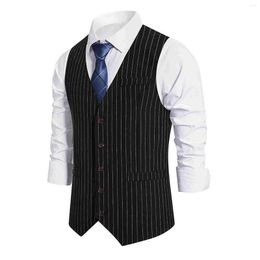 Men's Vests 2023 Autumn Business Casual Fashion Stripe Single Breasted Vest Suit Classic Design Slim Fit Vintage