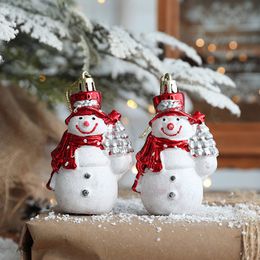 Christmas Decorations 2pcs Tree Ornaments Snowman Crutch Elk Xmas Pendant Decoration for Home Year Gifts 2023 Kids Toys 230923