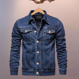 Men's Jackets Cotton Blended Fabric Men Jacket Trendy Denim Fashionable Slim Fit Lapel Style For Motorcycle