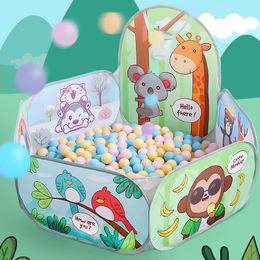 Baby Rail 1.2M Cartoon Ball Pit Kids Playpen Dry Pool Balls Baby Ball Pool Basketball Hoop Playpen Children's Tent Baby Park Playground 230923