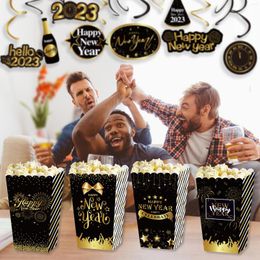 Gift Wrap BM011 12Pcs Paper Popcorn Box Happy Year Spring Festival Decorations Birthday Party Candy Boxes