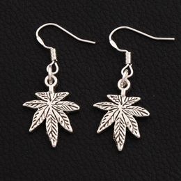 Maple Leaf Dangle Chandelier Earrings 925 Silver Fish Ear Hook 30pairs lot E360 37 6x15 6mm239w