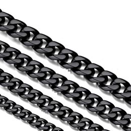 Chains Stainless Steel Miami Cuban Link Necklaces Black For Men Women Basic Punk Jewelry Choker 3MM 5MM 7MM 13MM242C