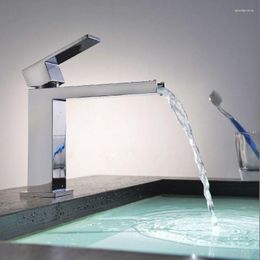 Bathroom Sink Faucets Free Ship Modern Polished Chrome Solid Brass Faucet Mixer Tap Single Hole Waterfall