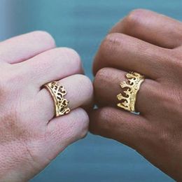 Crown Rings for Women Gold Color Couple Ring Men Zinc Alloy Metal European Vintage Man Trendy Fashion Wild Jewellery334D