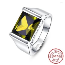 Cluster Rings 925 Sterling Silver Bridal Wedding Promise Engagement Ring 10.55 Simulated Yellow Peridot S925 Set Brand Jewellery