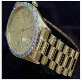 Luxury Fashion WATCHES Men Top Quality 18k Yellow Gold Diamond Dial Bezel Watchs Automatic Men's Watch woman Wristwatch Multi248c