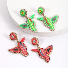Dangle Earrings Rice Bead Hand Woven Birds Tassels Originality Simplicity Bohemia Alloy Ma'am Beaded