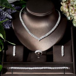 Necklace Earrings Set Fashion Simple Leaf Shape Women Bridal Jewellery CZ And Earring Sets Dubai Nigeria Wedding Accessories Bijoux N-840