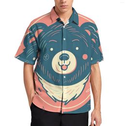 Men's Casual Shirts Bear Shirt Simple Circle Minimalistic Beach Loose Hawaiian Funny Blouses Short-Sleeved Pattern Oversized Clothes