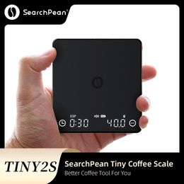 Household Scales SearchPean Tiny/Tiny2s Espresso Coffee Kitchen Scale Mini Smart Timer USB 2kg/0.1g g/oz/ml Send Pad Man Woman Gift 230923