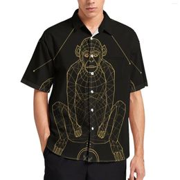 Men's Casual Shirts Monkey Shirt Minimalist Art Vacation Loose Hawaiian Streetwear Blouses Short-Sleeve Design Oversize Top