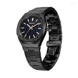 Wristwatches DIFFUL 5ATM Waterproof Luxury All Stainless Steel Rich Style Hip Hop Luminous Star Dust Frosted Watch