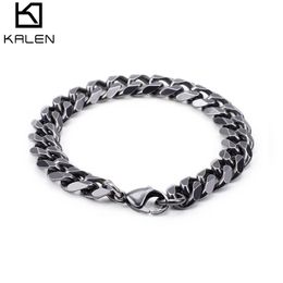 Retro 316 Stainless Steel Brushed Link Chain Bracelets For Men Biker Matte Hand Chain Wrist Wrap Bracelets Cheap Jewelry278v