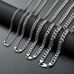 Stainless Steel Cuban Link Chain Necklace Silver Mens Necklaces Hip Hop Jewelry 6 8 10 12mm295v