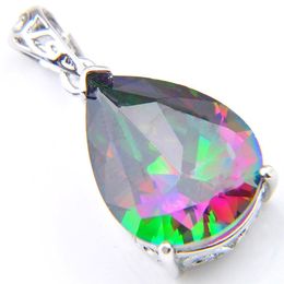 Luckyshine 2Pcs Lot Fashion Jewelry Whole 925 Silver Antique special Teardrop Fire Mystic topaz Crystal pendants Lady Engageme2646