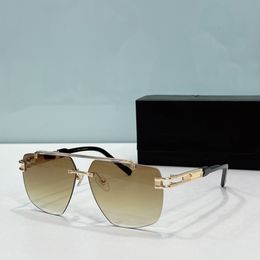 Gold Plated Sunglasses 9107 Brown Gradient Mens Designer Sunglasses Shades UV400 Eyewear Unisex with Box