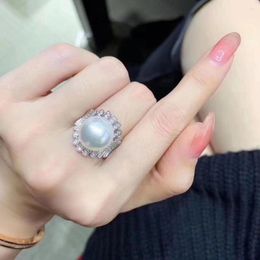 Cluster Rings MeiBaPJ Luxurious Fashion Real Natural Freshwater Round Pearl Ring Fine 925 Sterling Silver Jewelry For Women