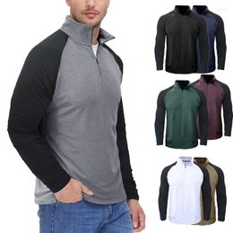 Men's Hoodies Zipper Turtleneck Long Sleeve Sweater Colour Patchwork Stand Collar Pullover Office Commuting Business Leisure Polo Shirts