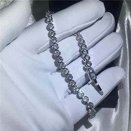 Handmade bracelet Bezel setting 5A cubic zirconia White Gold Filled Engagement bracelets for women wedding accessaries331b