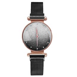 Light Luxury Fashion Fan Women Wristwatches Quartz Glossy Mesh Strap Goddess Watches Trend Magnet Buckle Ladies Watch233Y