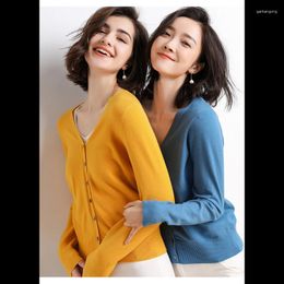 Women's Knits Spring/autumn Knitted Sweaters Cardigan For Women 2023 Korean Version Tops Short Fashion Solid Color Temperament Knit Coat